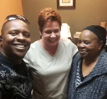Patient's son, Dr. MIltenburg and Patient from Nigeria after mastectomy, September 2018